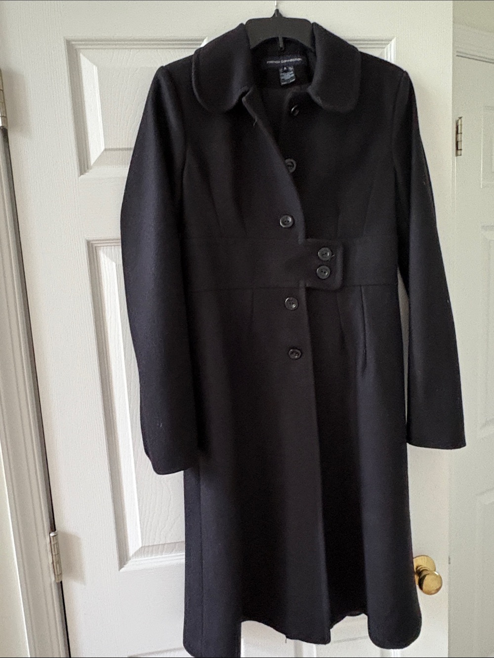 French Connection Black Long-Sleeve Wool Coat Dress